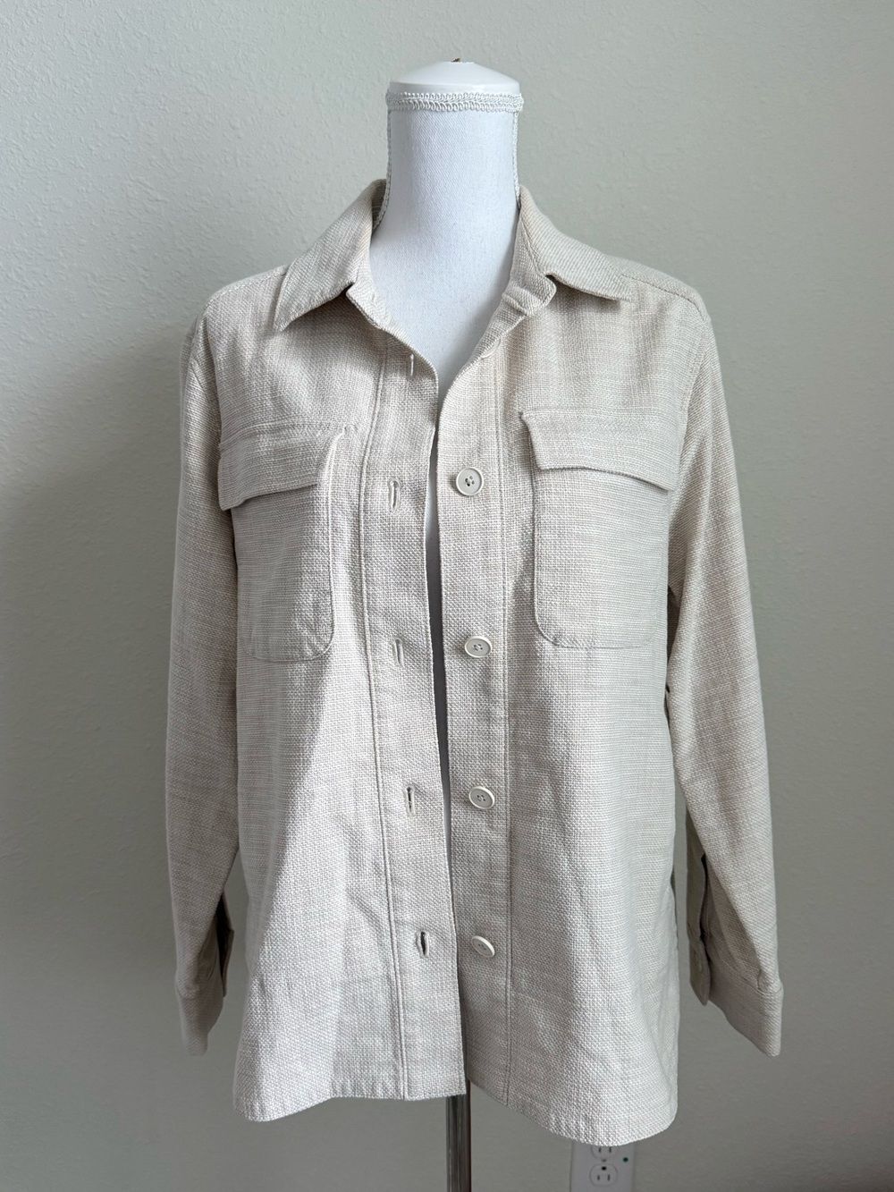 Banana Republic Beige Button-Front Utility Jacket
